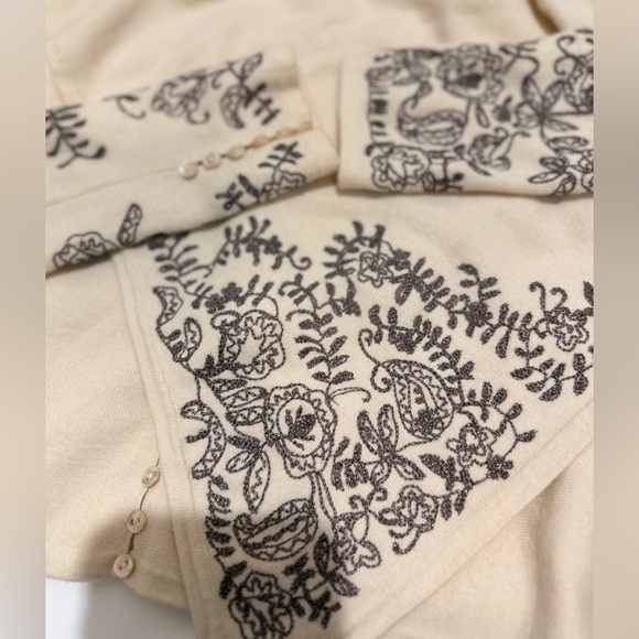 Anthropologie Moth Wrap Cardigan Embroidered Sz XS Wool Blend Quiet Luxury - Picture 12 of 16